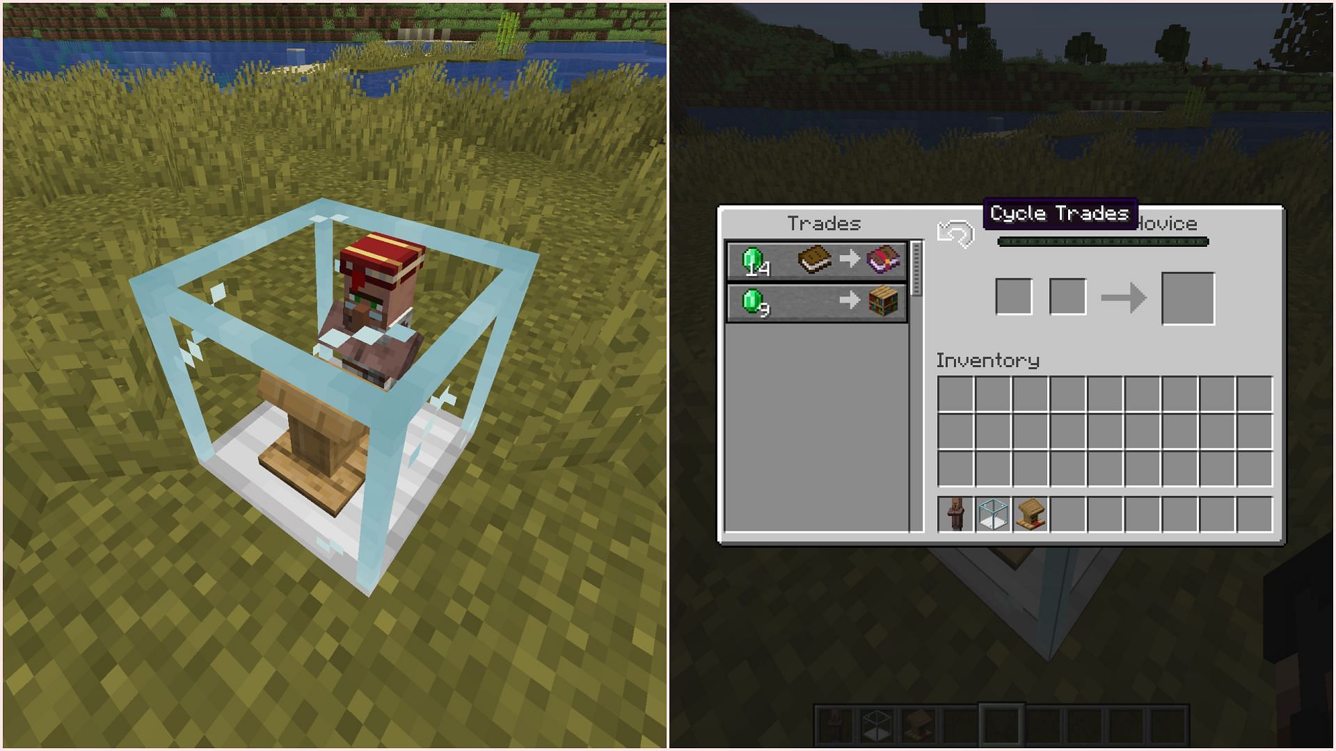 The mod also allows players to trap villagers in a box with any job site block (Image via Sportskeeda Gaming || Mojang Studios)